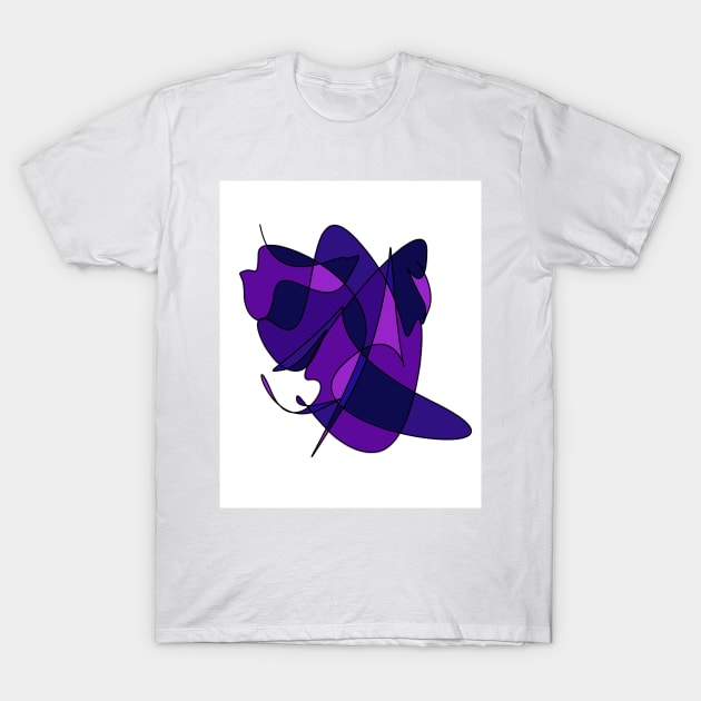 Abstract Lines And Curves In Purple And Blue T-Shirt by KirtTisdale